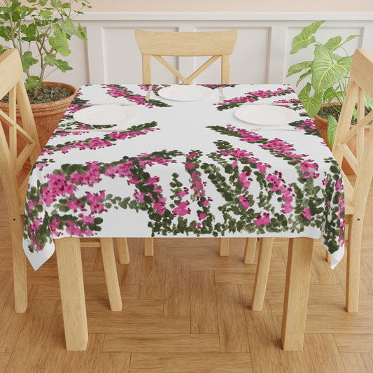 Heather Flower Tablecloth, Festive Patterned Table Throw, Colorful Outdoor Holiday Tablecloth