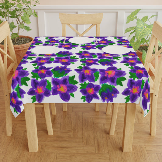 Pastel Floral Tablecloth, Colorful Festive Table Throw, Square Outdoor Tablecloth, Decorative Beach Blanket