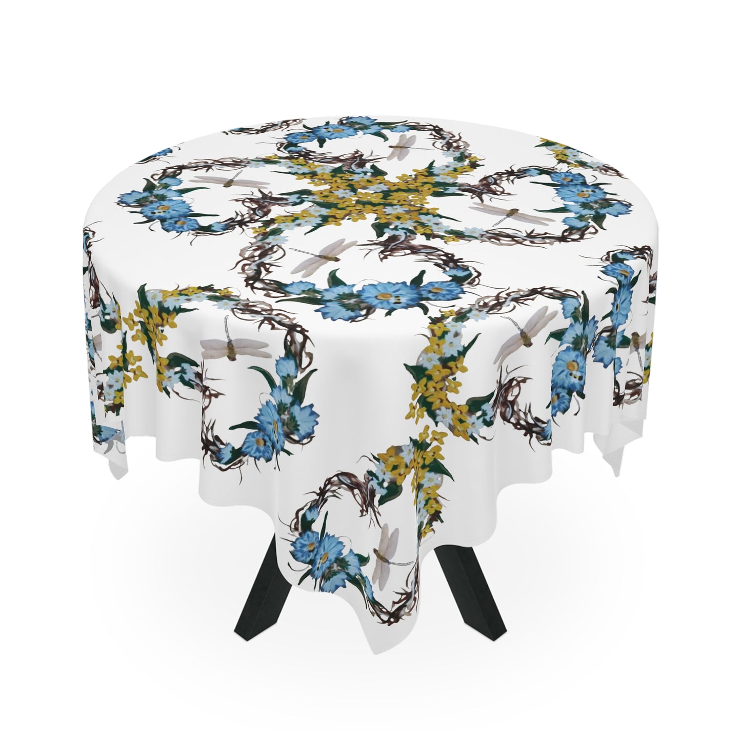 Heart Wreath Floral Tablecloth, Colorful Floral Outdoor Tablecloth, Spring Refresh Gifts, Cozy Home Item