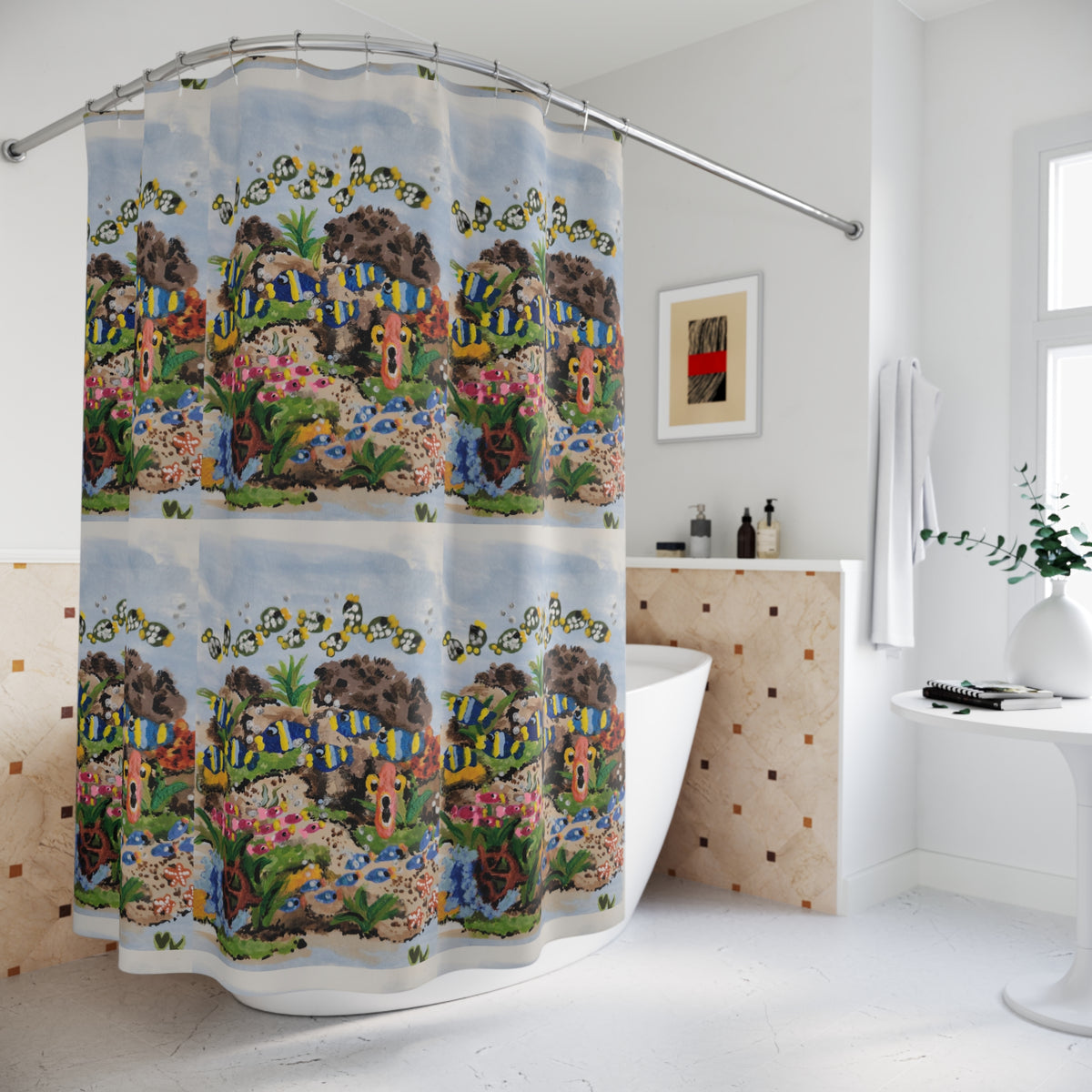 Under Water Ocean View Shower Curtain, Unique Nature Inspired Bathroom Decor