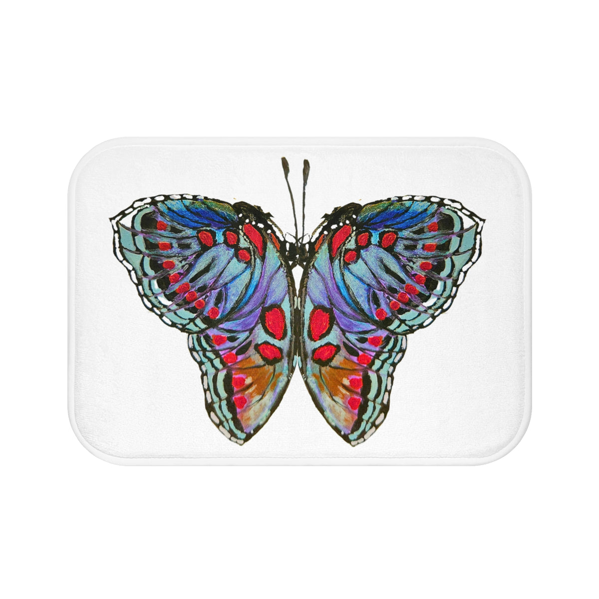 Monarch Bath Mat, Non Slip Backing Memory Foam Mat, Trendy Botanical Accent Rug