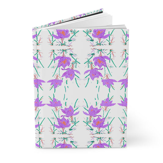 Crocus Flower Hardcover Manifest Journal, Beautiful Flower Notebook, Recipe Book, Travel Itinerary