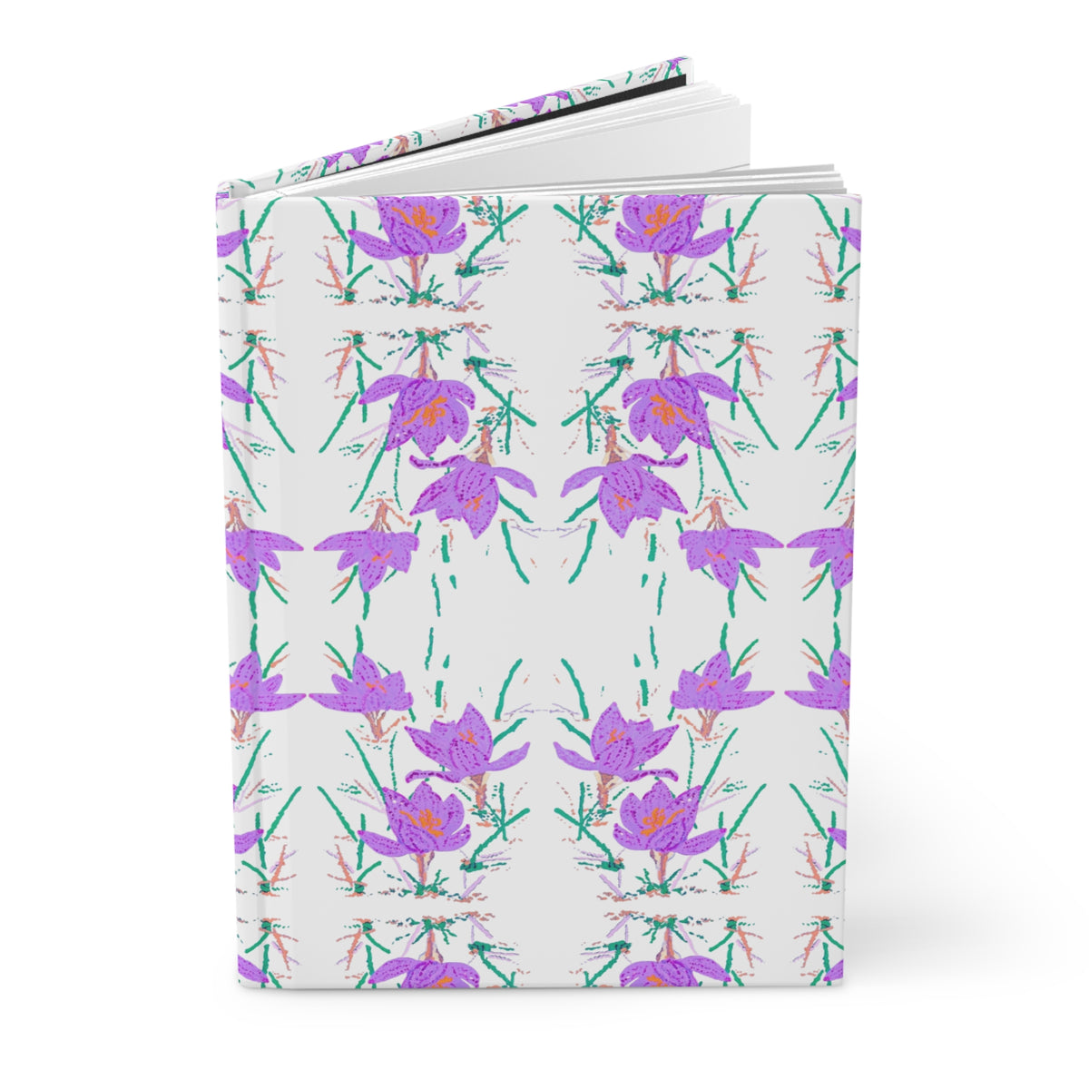 Crocus Flower Hardcover Manifest Journal, Beautiful Flower Notebook, Recipe Book, Travel Itinerary