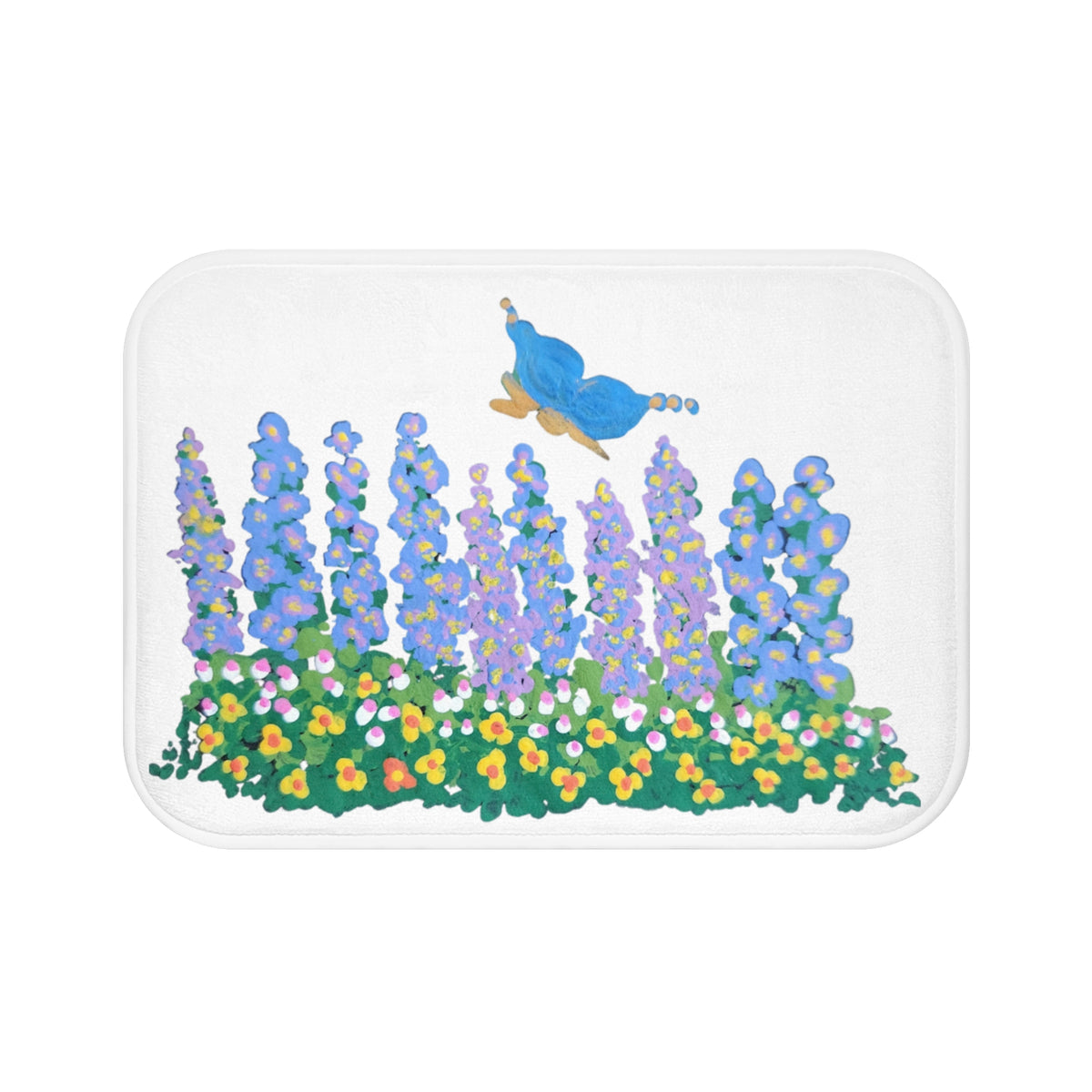 Butterfly Lovers Garden Bath Mat, Trendy Decorative Accent Rug, Nature Inspired Bathroom Decor
