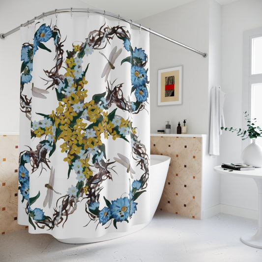 Floral Heart Wreath Shower Curtains, Nature Inspired Botanical Bathroom Decor, Spring Refresh Gifts