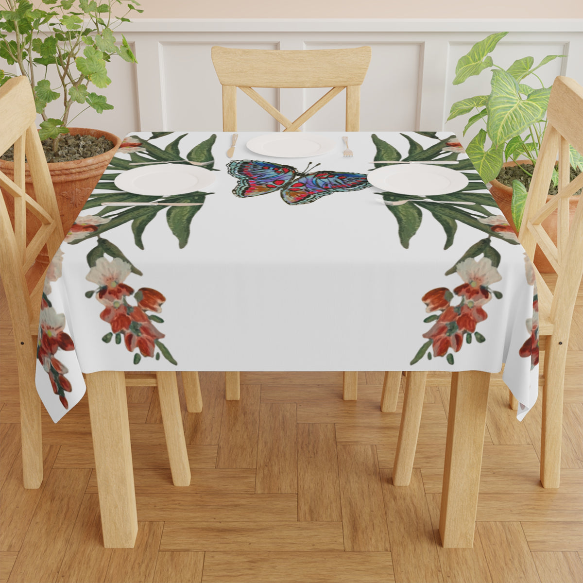 Monarch Wisteria Tablecloth, Cozy Home Item, Farmhouse Patterned Tablecloth, Large Beach Blanket