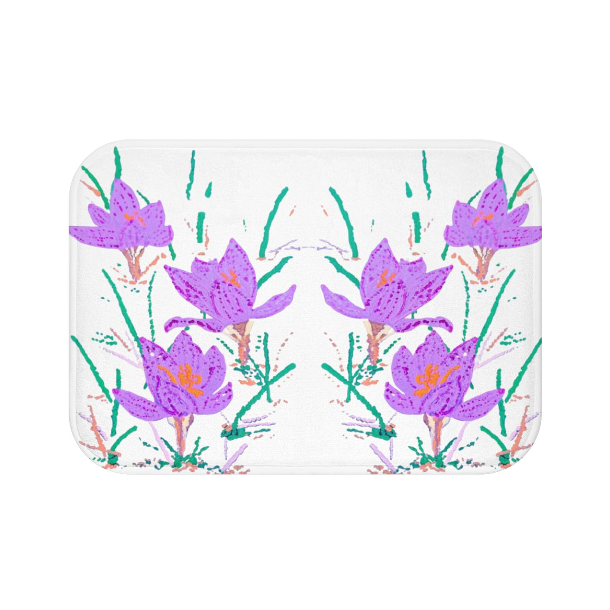 Crocus Flower Bath Mat, Beautiful Printed Non Slip Accent Rug