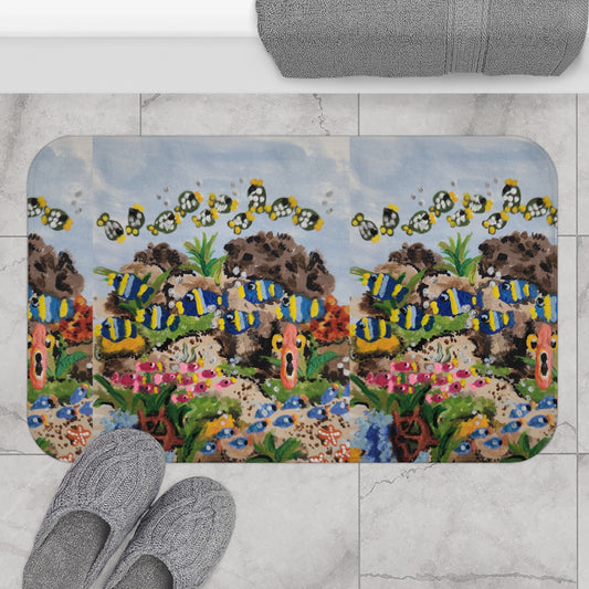 Under Water Ocean View Bath Mat, Beautiful Trendy Accent Rug, Non Slip, Memory Foam