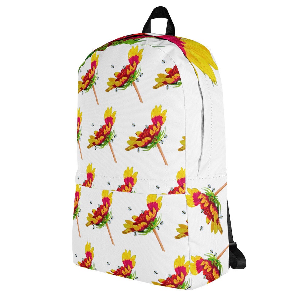Arizona sun backpack,gaillardia backpack,red floral backpack,botanical backpack,wildflower backpack,cool backpack,aesthetic diaper bag