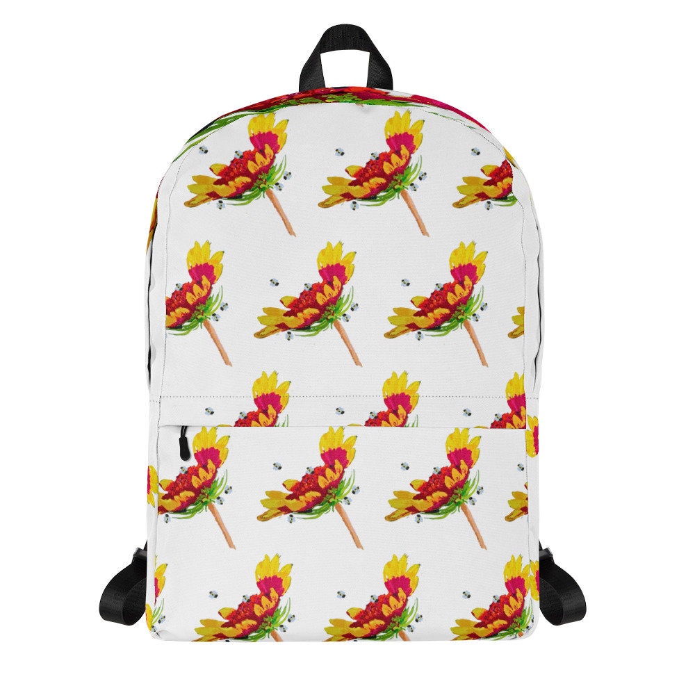 Arizona sun backpack,gaillardia backpack,red floral backpack,botanical backpack,wildflower backpack,cool backpack,aesthetic diaper bag