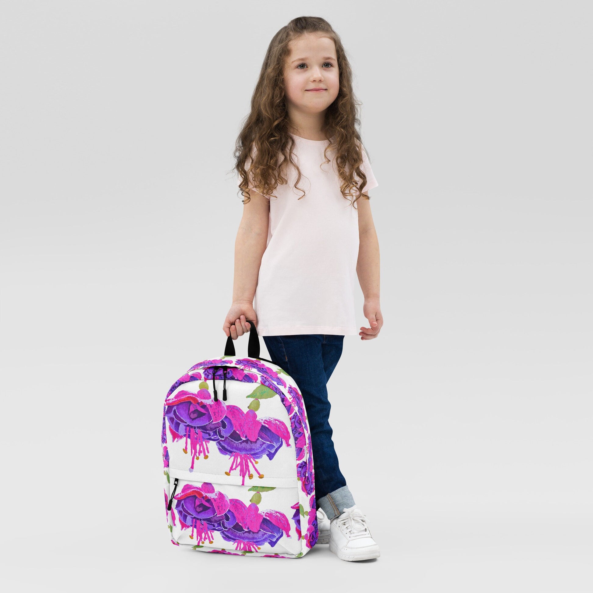 Pink floral backpack,back to school,college backpack,hiking backpack,botanical backpack,wildflower backpack,flower diaper bag,cute backpack
