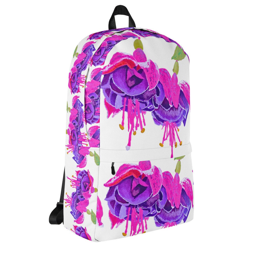 Pink floral backpack,back to school,college backpack,hiking backpack,botanical backpack,wildflower backpack,flower diaper bag,cute backpack