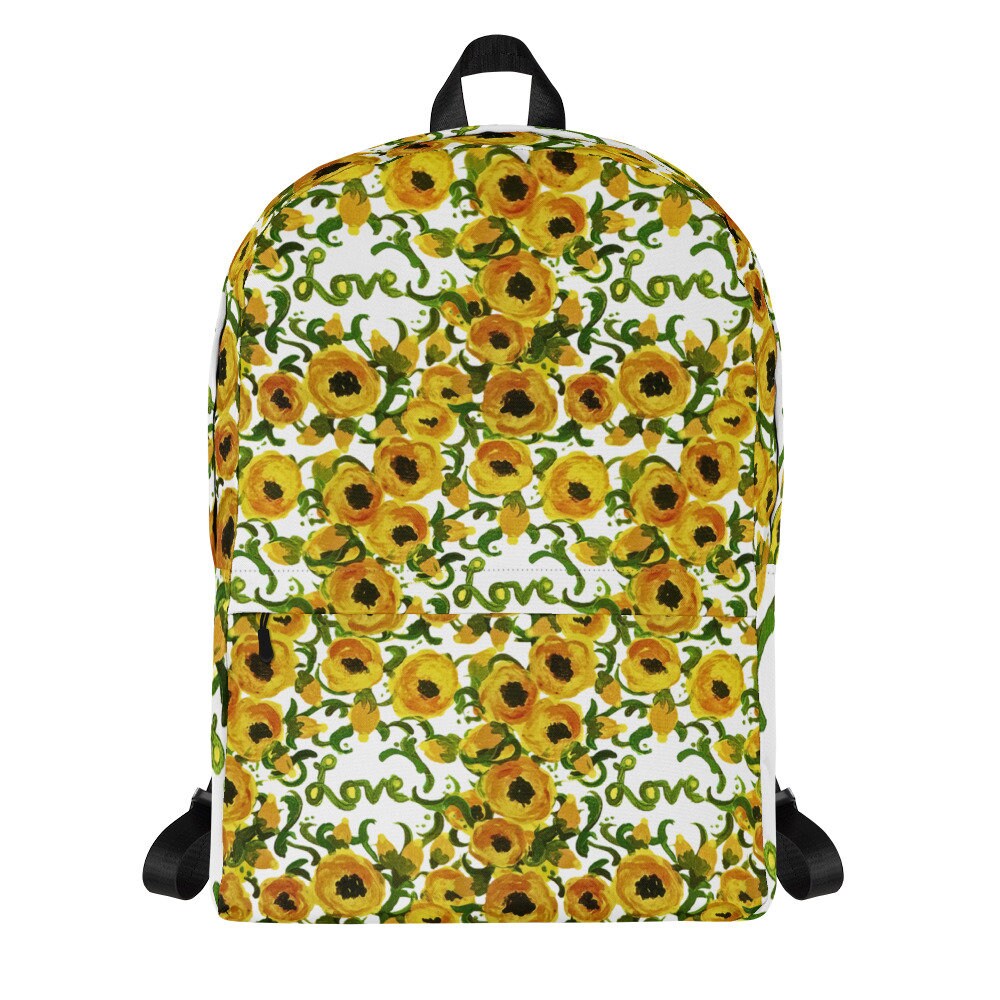Yellow floral backpack,back to school,wildflower backpack,botanical backpack,aesthetic diaper bag,country backpack,hiking backpack,cool bag