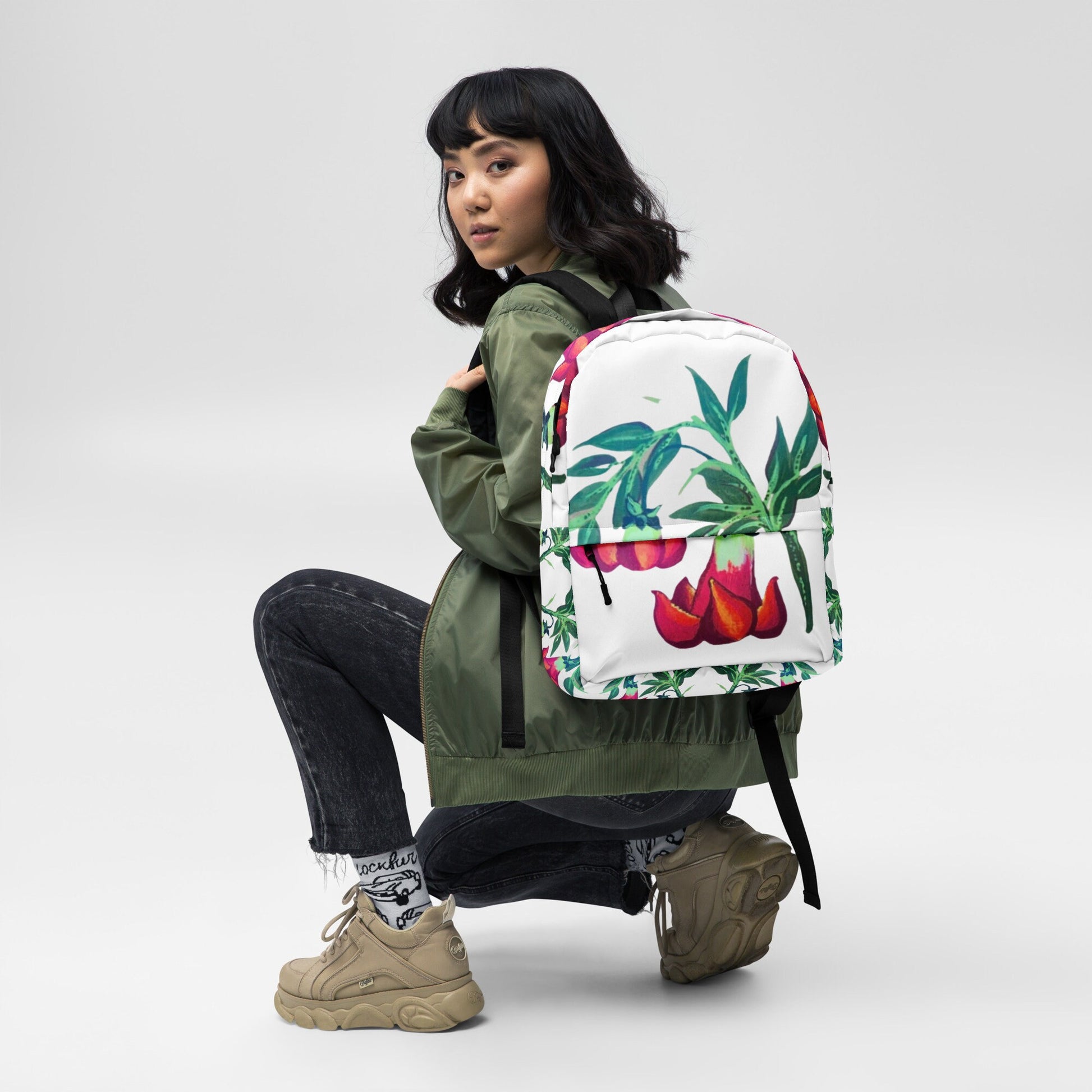 Trumpet flower backpack,back to school,college backpack,hiking backpack,botanical backpack,aesthetic diaper bag,country backpack,work bag