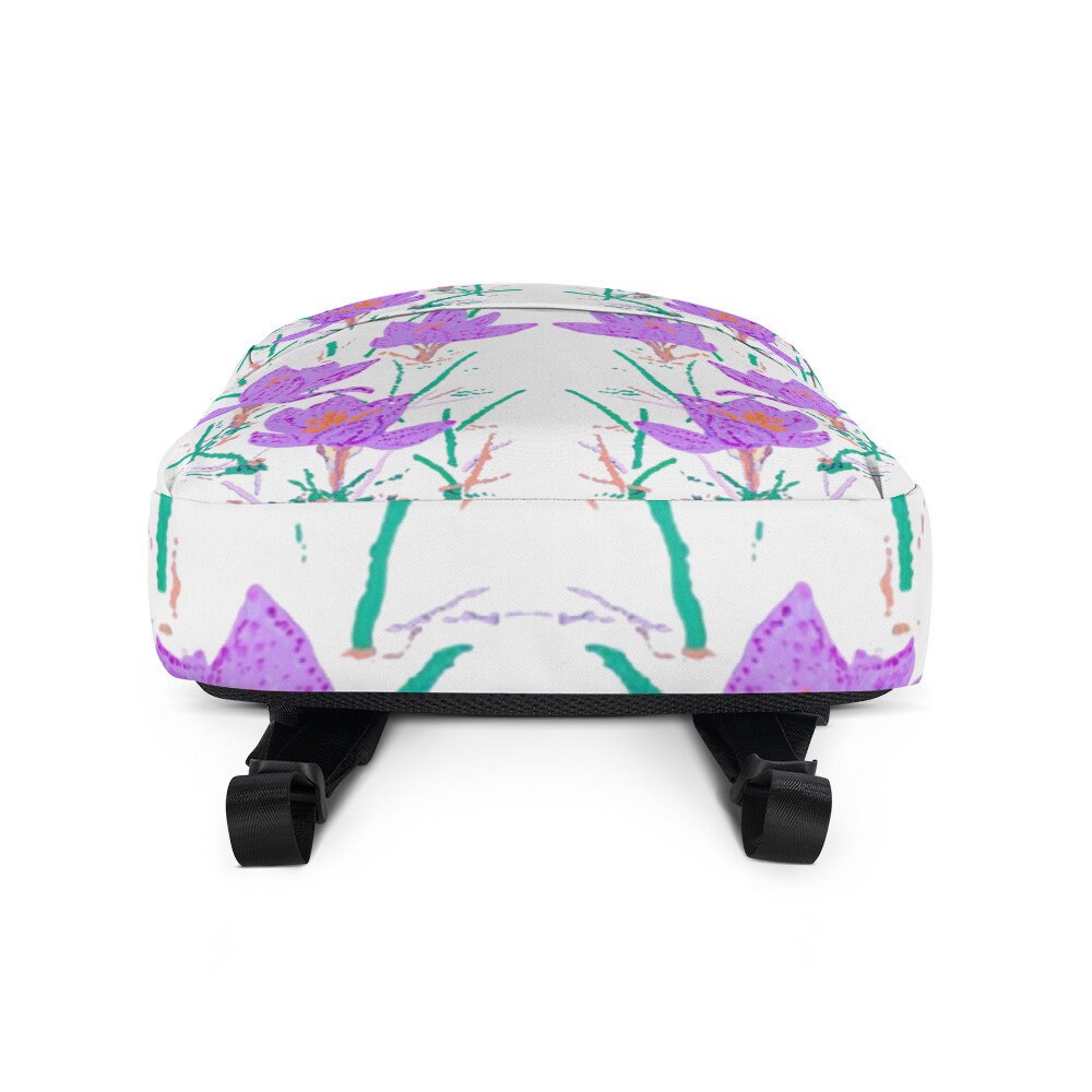 Crocus flower backpack,back to school,wildflower backpack,botanical backpack,country backpack,college backpack,aesthetic diaper bag,cool bag