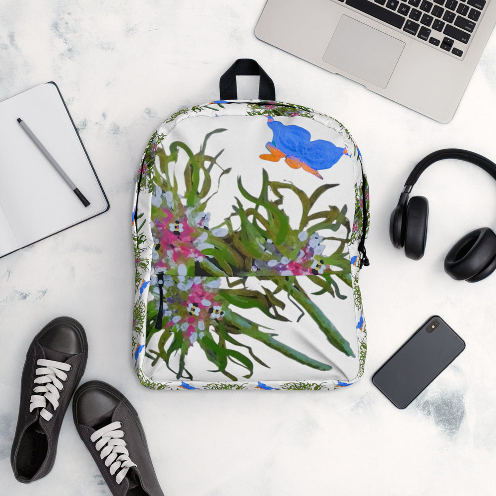 Wildflower backpack,back to school,college backpack,botanical backpack,painted floral backpack,hiking backpack,work backpack,diaper bag