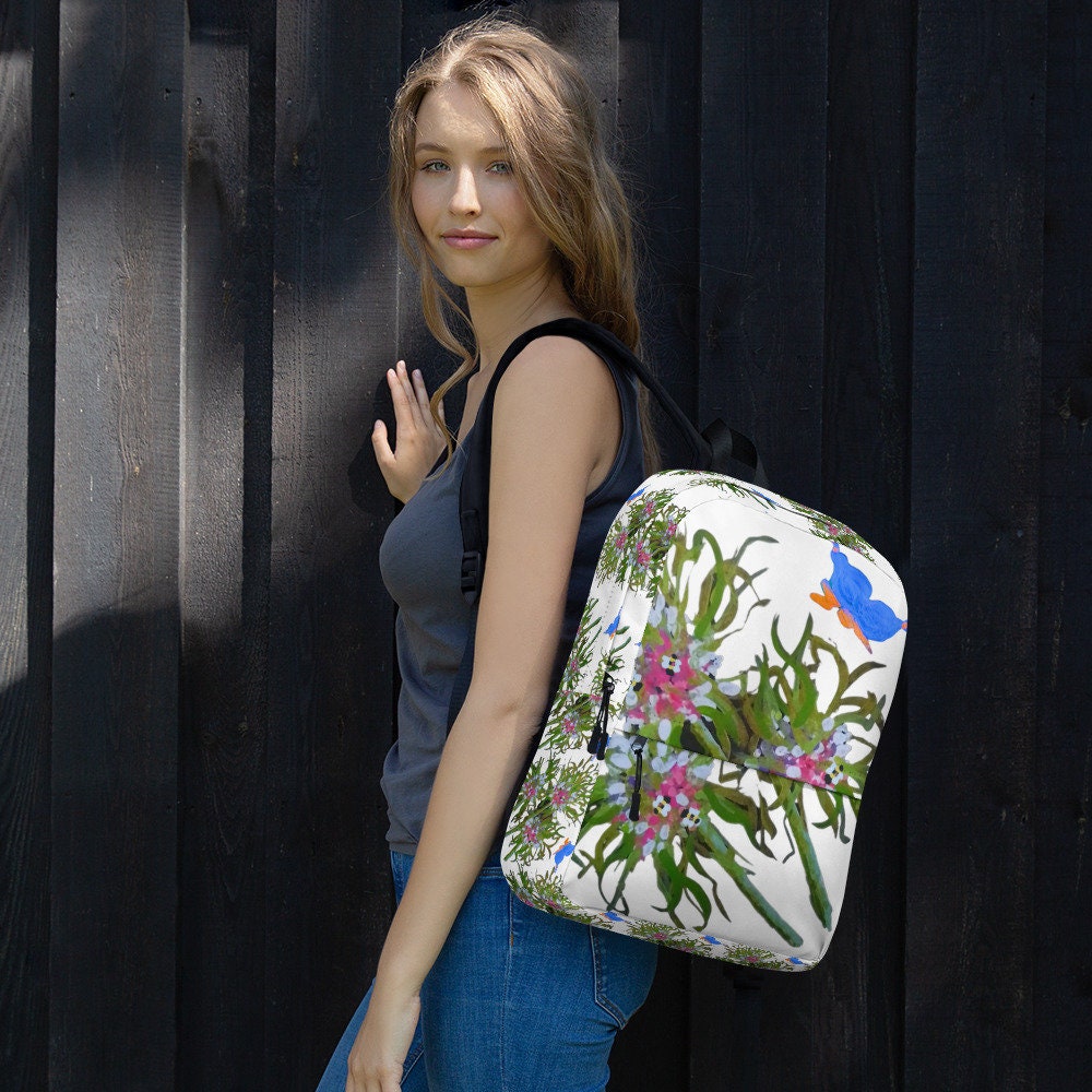 Wildflower backpack,back to school,college backpack,botanical backpack,painted floral backpack,hiking backpack,work backpack,diaper bag