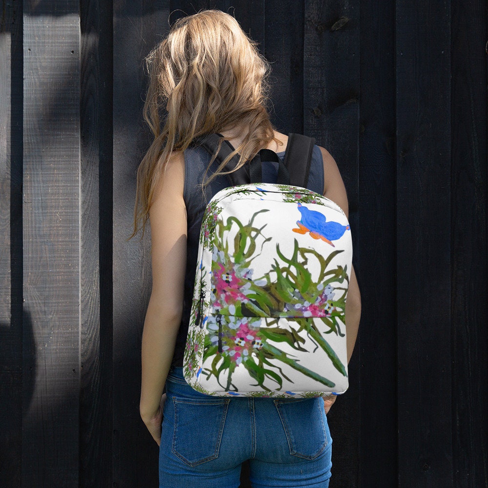 Wildflower backpack,back to school,college backpack,botanical backpack,painted floral backpack,hiking backpack,work backpack,diaper bag