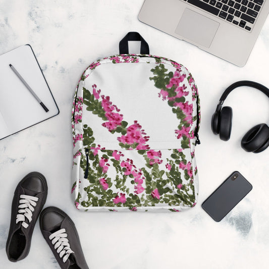 Heather flower backpack,back to school,college backpack,hiking backpack,botanical backpack,country backpack,aesthetic diaper bag,cool bag
