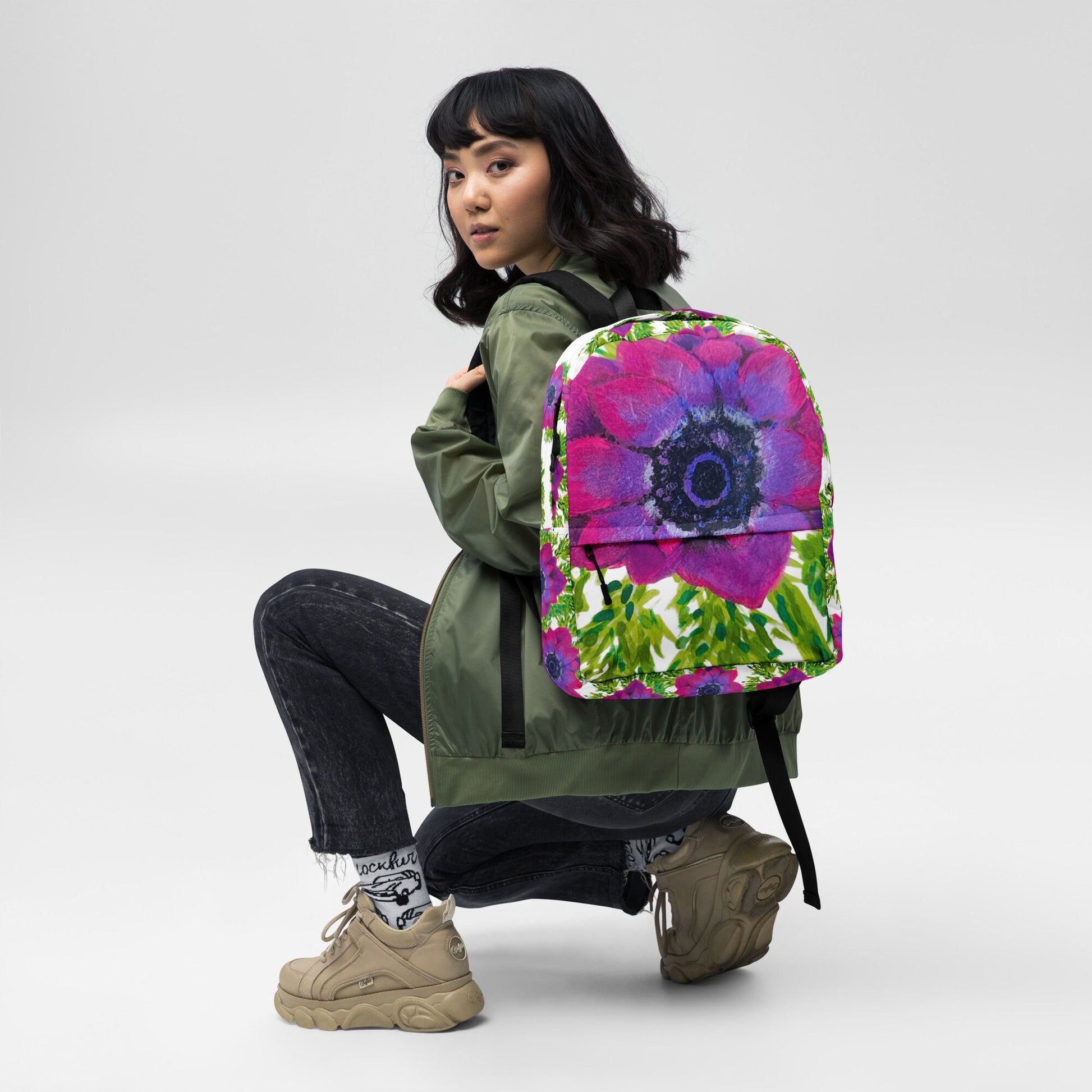 Aesthetic floral backpack,back to school,pink flower bag,college backpack,work backpack,hiking backpack,women&#39;s diaper bag,colorful backpack