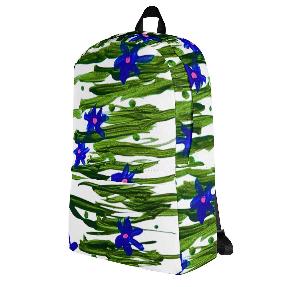 Blue wildflower backpack,back to school,college backpack,work backpack,hiking backpack,cute diaper bag,country backpack,aesthetic backpack