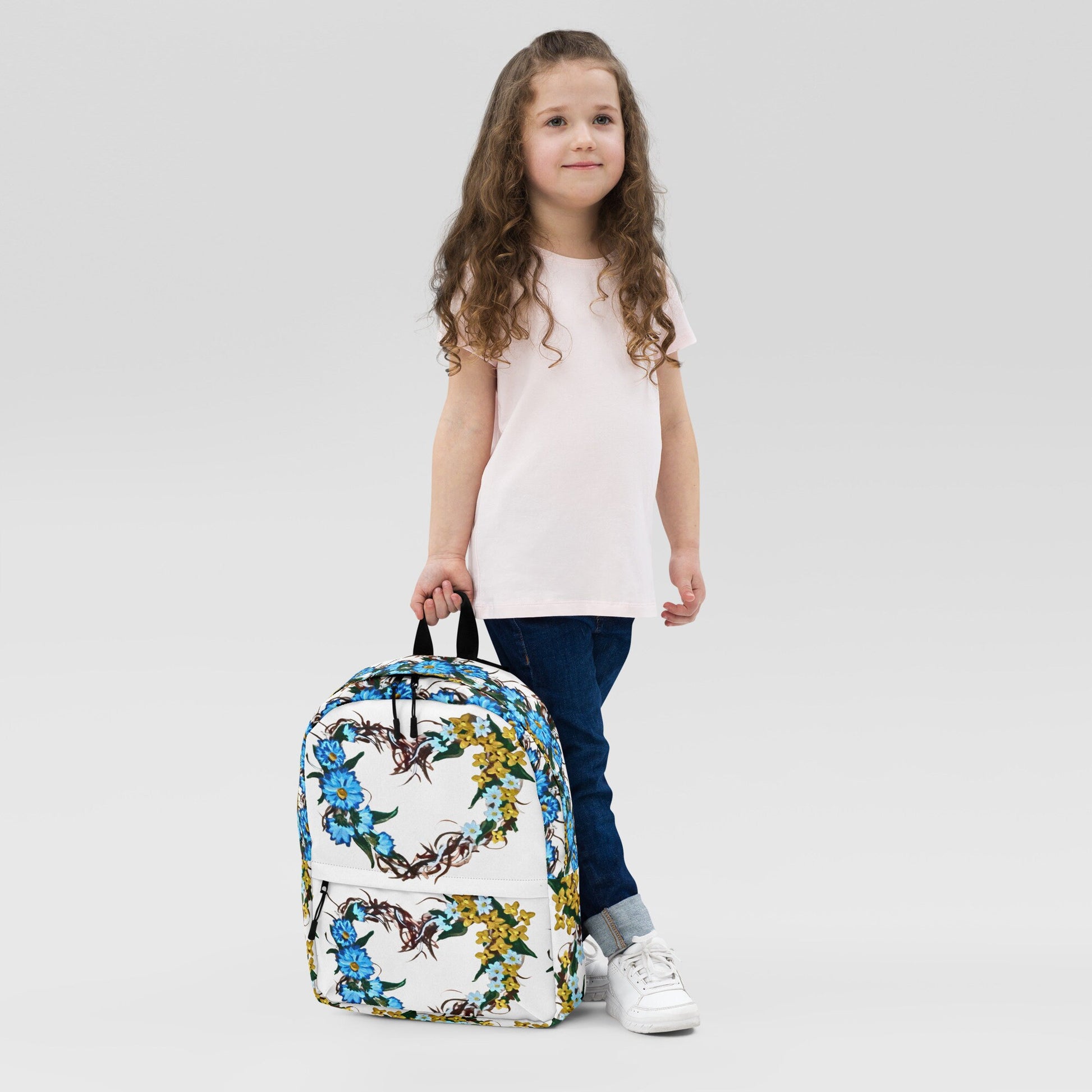 Heart wreath backpack,back to school,wildflower backpack,women&#39;sdiaperbag,country backpack,college backpack,hiking backpack,work backpack