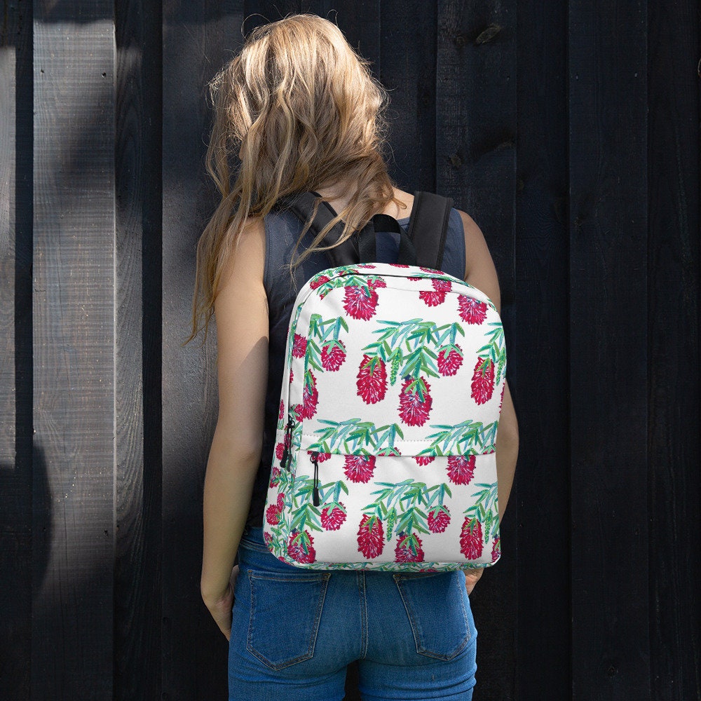 Weeping bottle brush backpack,back to school,college backpack,work backpack,hiking backpack,botanical gift,women&#39;s diaper bag,country bag