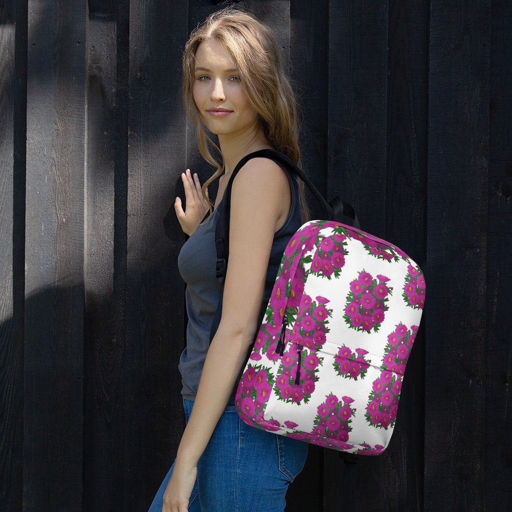 Colorful pink floral back to school backpack,botanical backpack,country backpack,college backpack,hiking backpack,women&#39;s diaper bag
