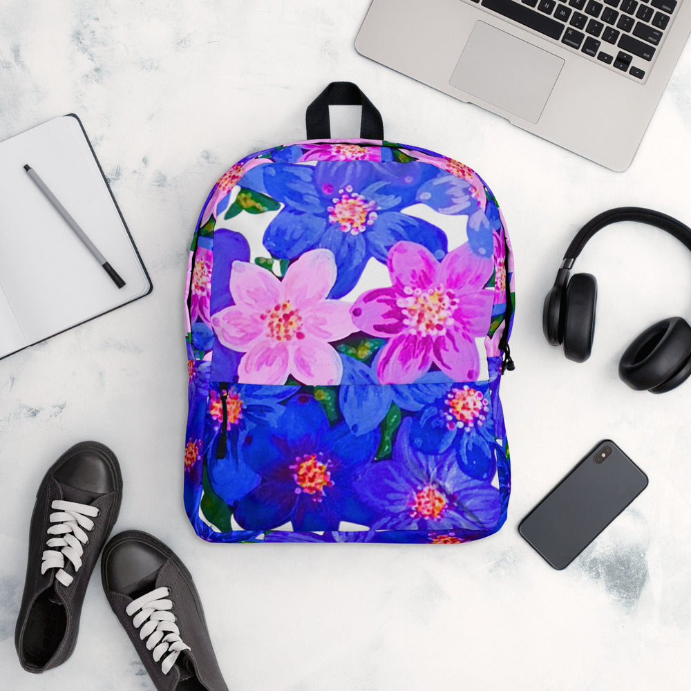 Colorful purple floral backpack,back to school,college backpack,work backpack,hiking backpack,women&#39;s diaper bag,country backpack