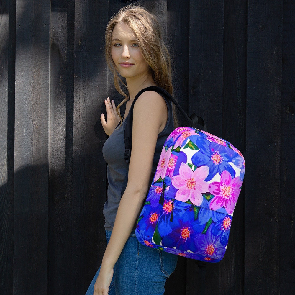 Colorful purple floral backpack,back to school,college backpack,work backpack,hiking backpack,women&#39;s diaper bag,country backpack