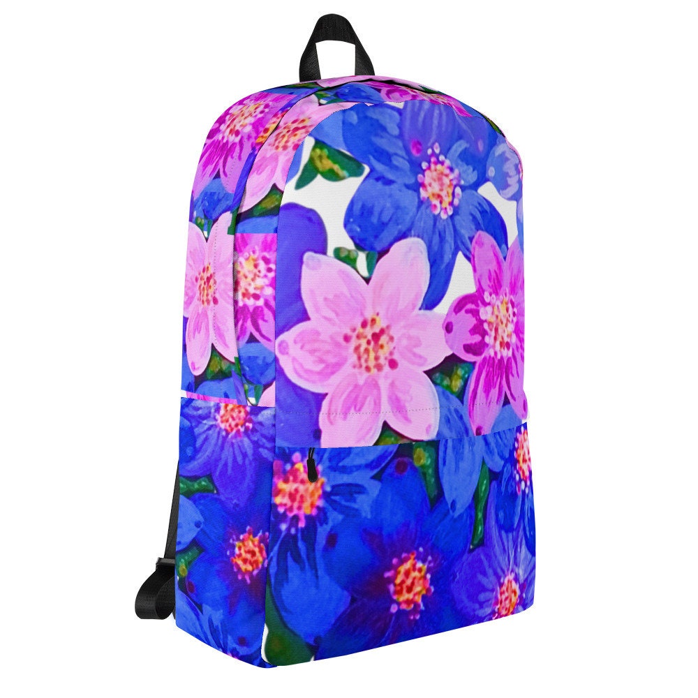 Colorful purple floral backpack,back to school,college backpack,work backpack,hiking backpack,women&#39;s diaper bag,country backpack