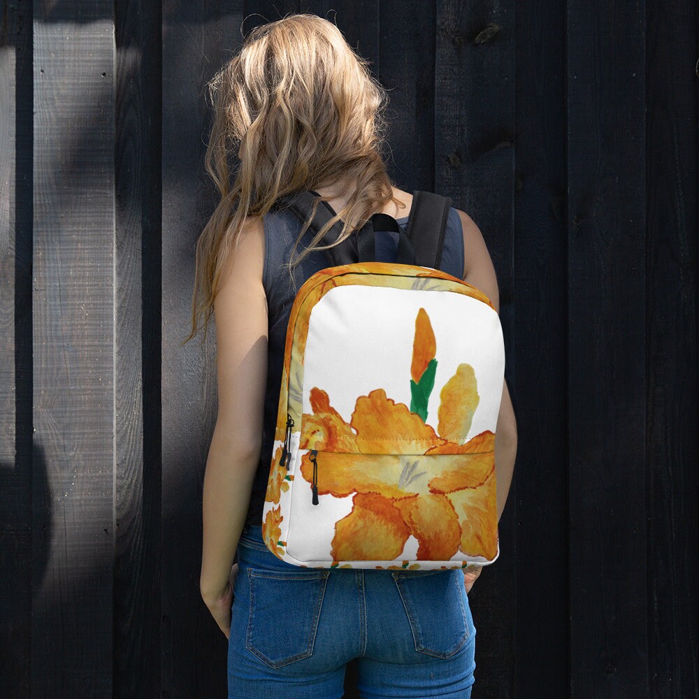 Gold gladiolus backpack,back to school,wildflower backpack,botanical gift,nature lover gift,women&#39;s diaper bag,country backpack,college bag