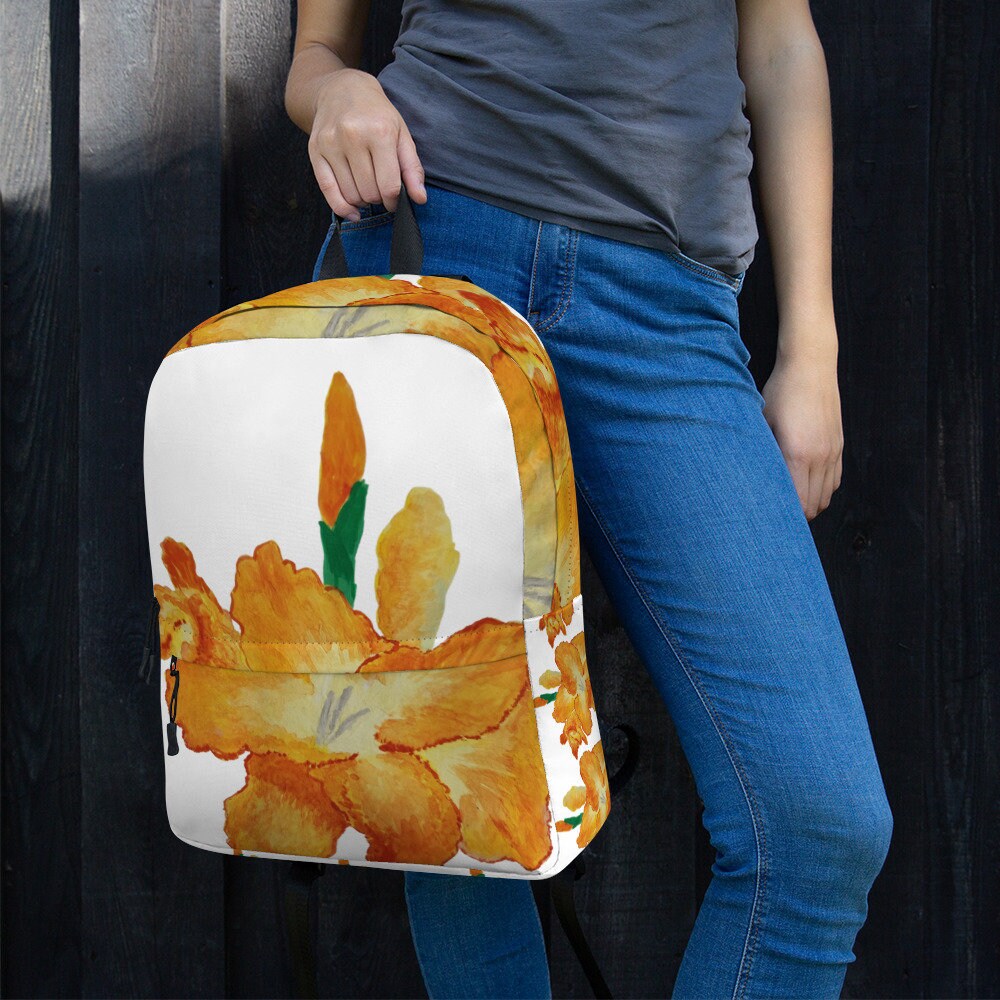 Gold gladiolus backpack,back to school,wildflower backpack,botanical gift,nature lover gift,women&#39;s diaper bag,country backpack,college bag