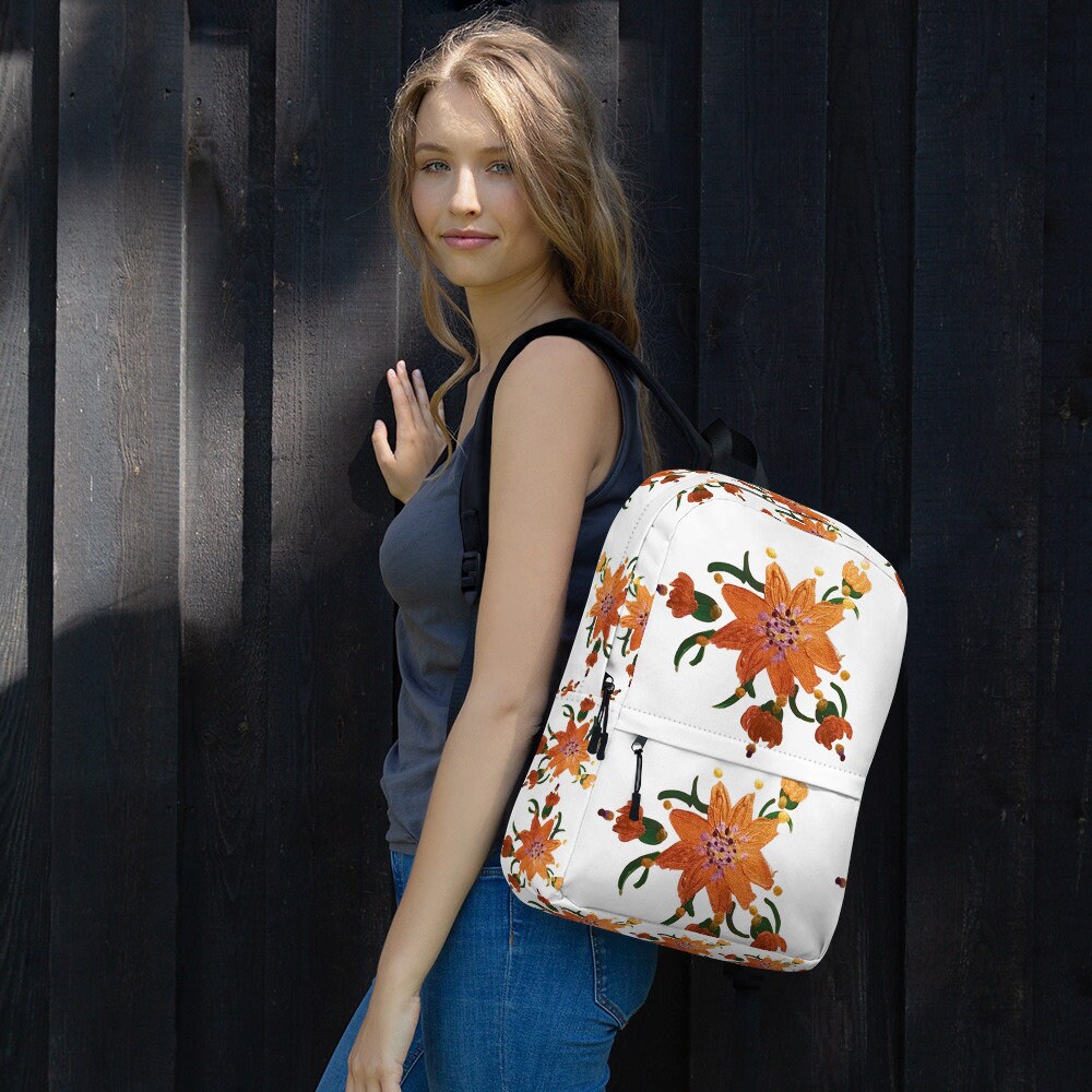 Gold flower backpack,back to school,floral backpack,college backpack,travel backpack,baby backpack,diaper backpack,western backpack,cute bag