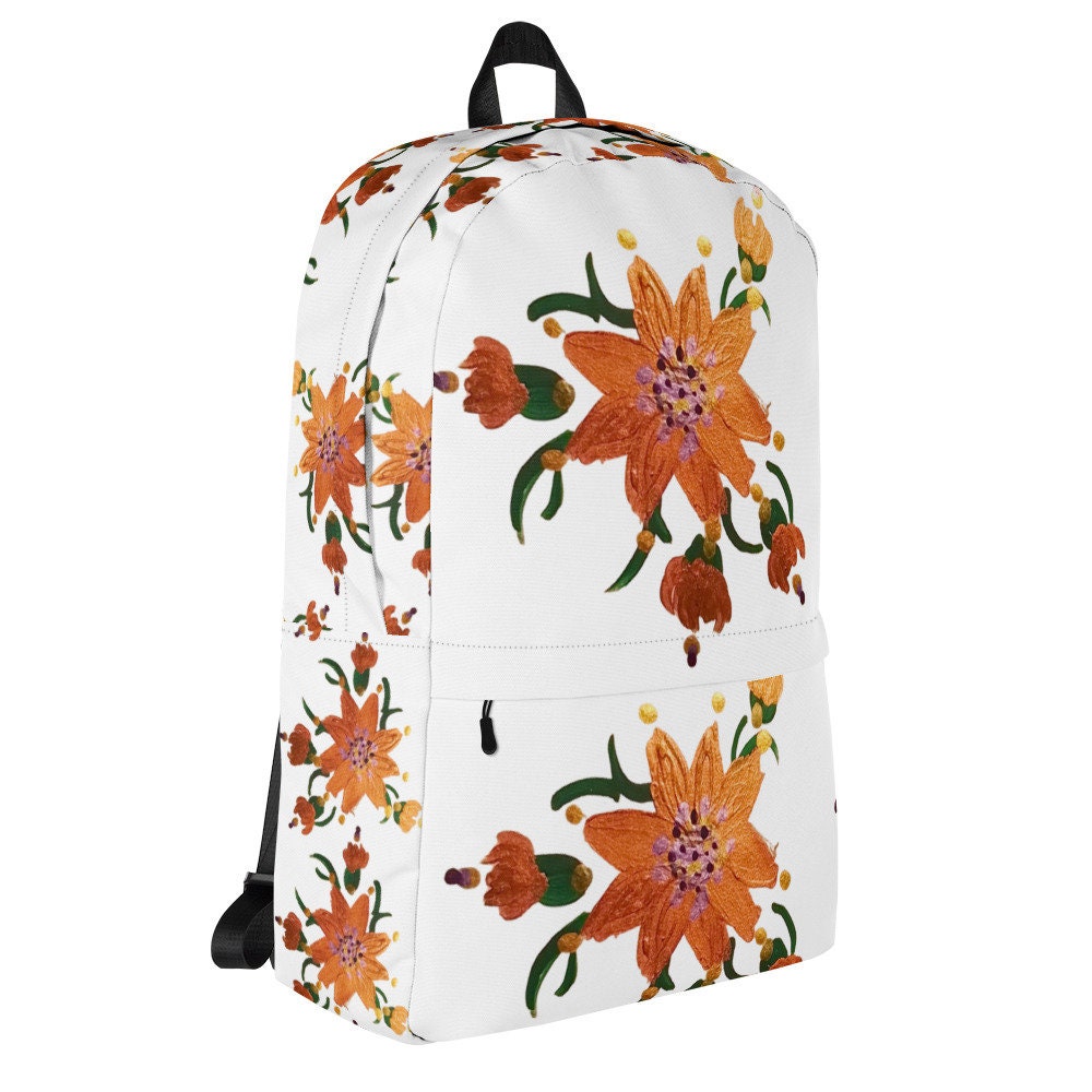 Gold flower backpack,back to school,floral backpack,college backpack,travel backpack,baby backpack,diaper backpack,western backpack,cute bag