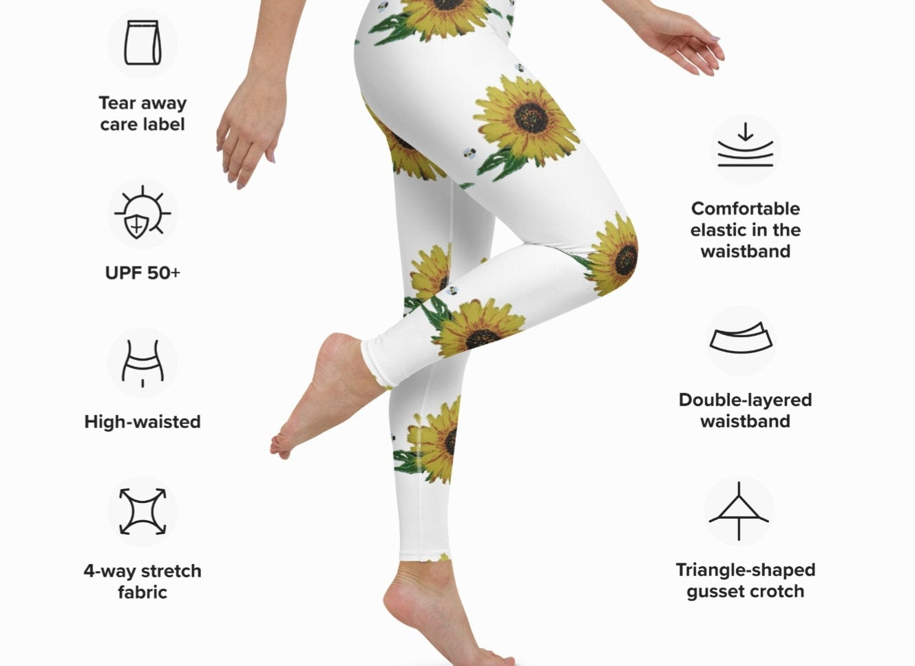 Daisy Floral Leggings,colorful leggings,plus size,botanical leggings,fall leggings,festival wear,yoga pants,custom patterned,active wear
