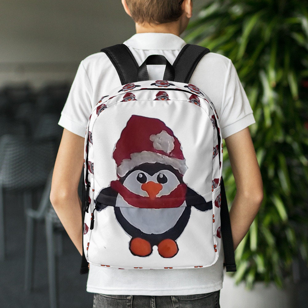 Penguin backpack,christmas backpack,back to school,cute backpack,college backpack,work backpack,unique bag,cool backpack,diaper bag