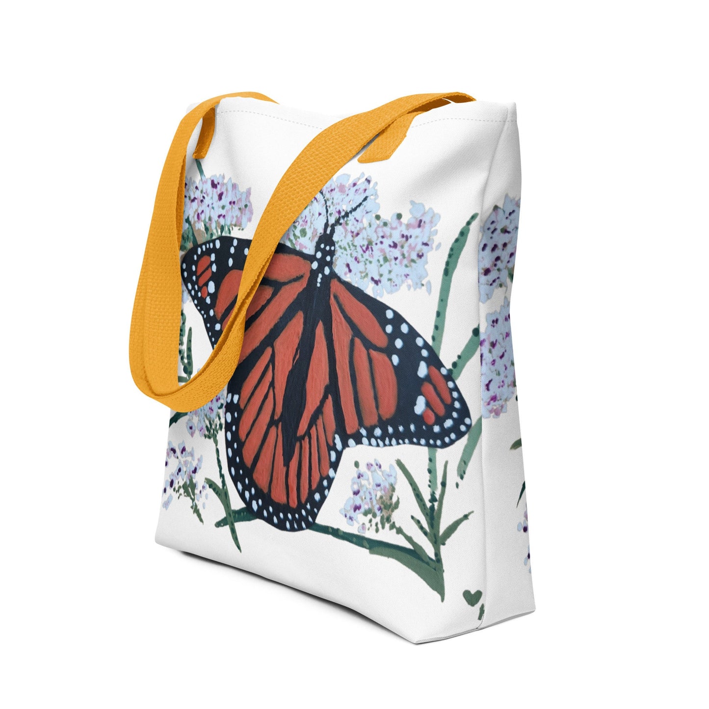 Monarch butterfly tote bag,botanical tote bag,reusable tote bag,farmers market bag,unisex tote bag,daycare bag,carry all,nurse tote bag