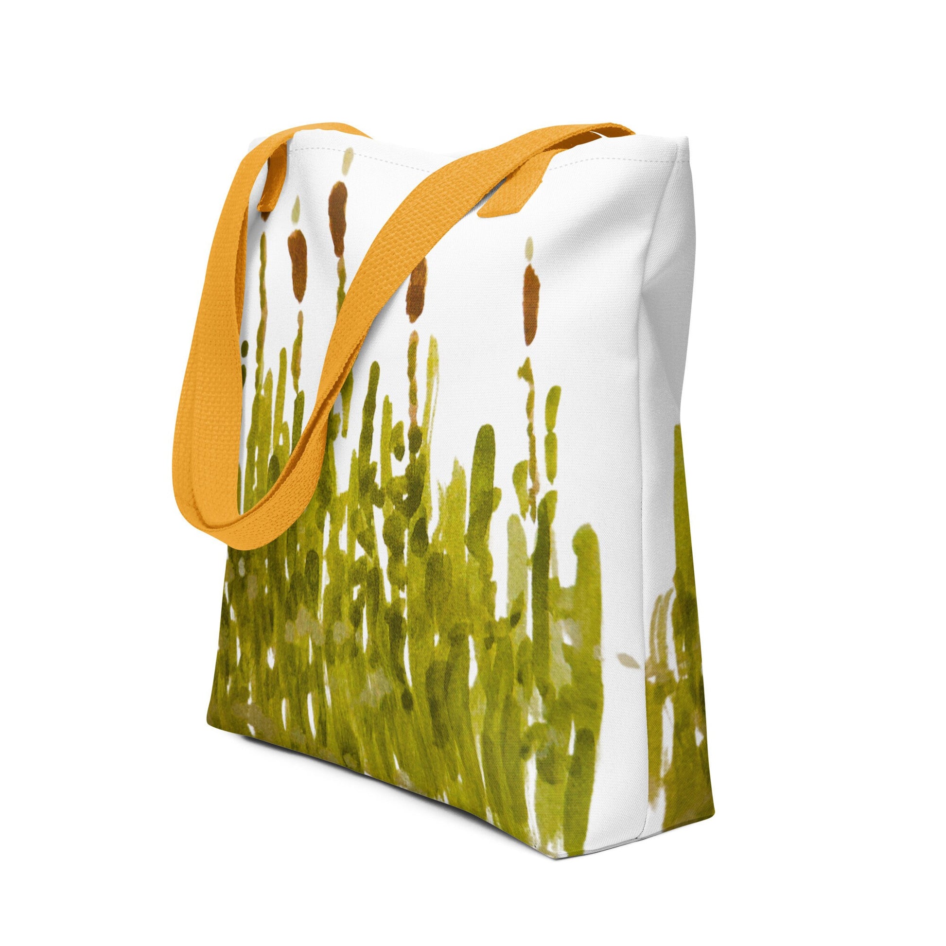Reusable cattail tote bag,botanical tote bag,daycare bag,farmers market bag,beach tote bag,nurse tote bag,wildflower tote bag,carry all