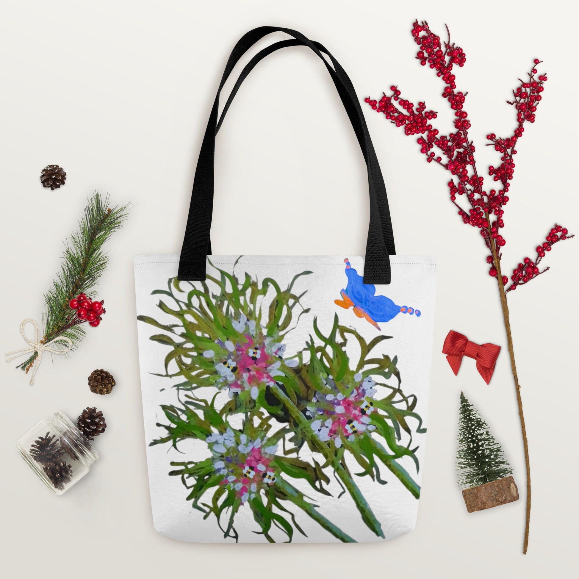 Nature lovers reusable tote bag,beach tote bag,nurse tote bag,wildflower tote bag,daycare bag,carry all,durable tote bag,butterfly lover