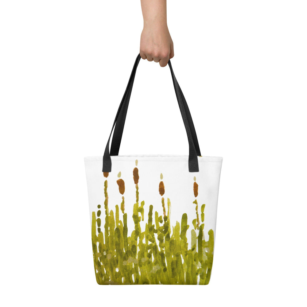 Reusable cattail tote bag,botanical tote bag,daycare bag,farmers market bag,beach tote bag,nurse tote bag,wildflower tote bag,carry all