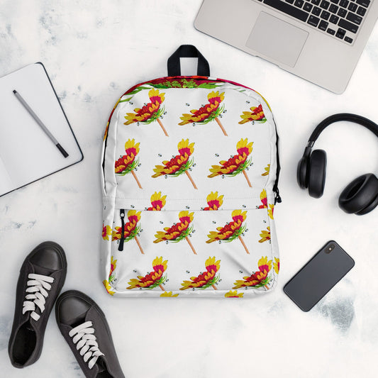 Arizona sun backpack,gaillardia backpack,red floral backpack,botanical backpack,wildflower backpack,cool backpack,aesthetic diaper bag