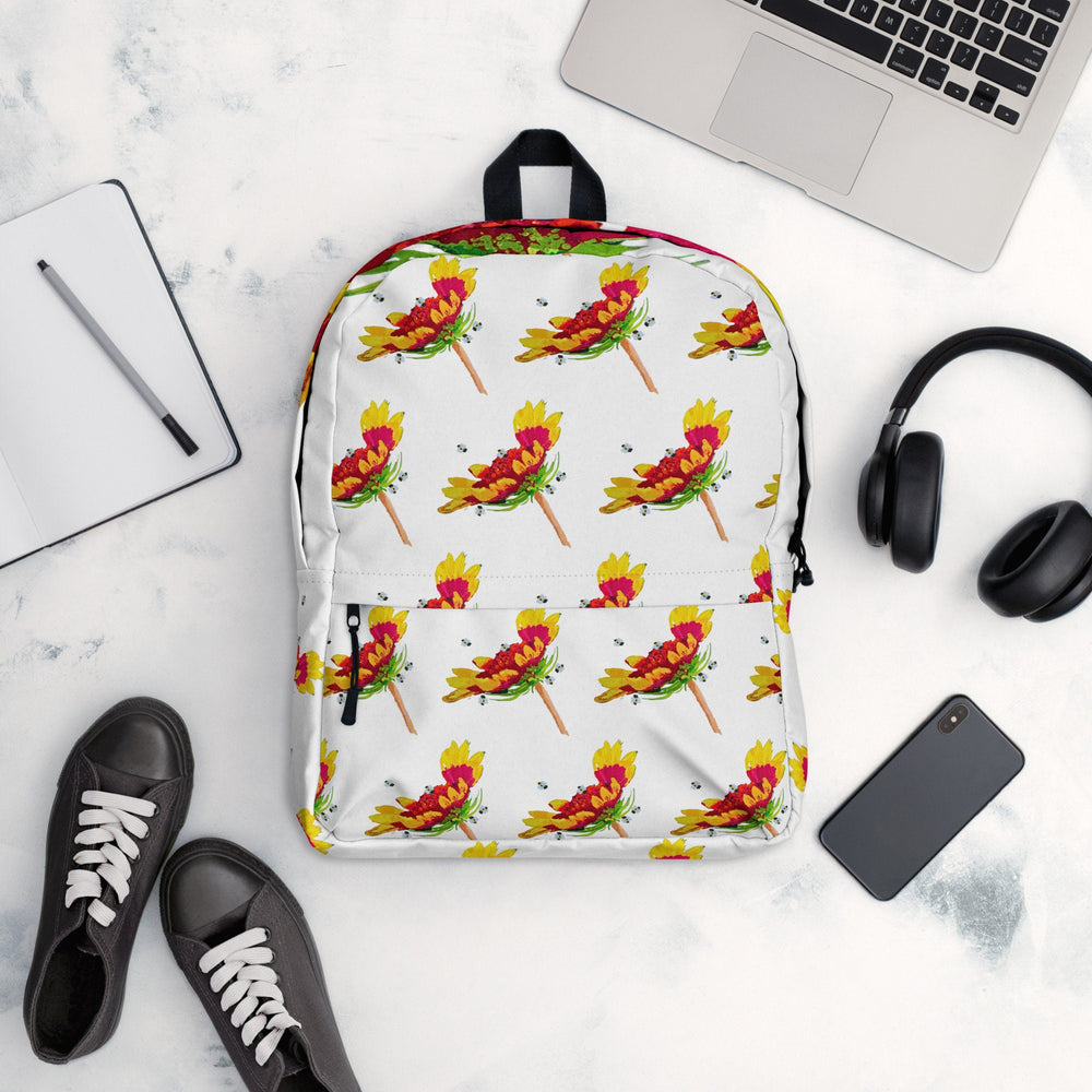 Arizona sun backpack,gaillardia backpack,red floral backpack,botanical backpack,wildflower backpack,cool backpack,aesthetic diaper bag
