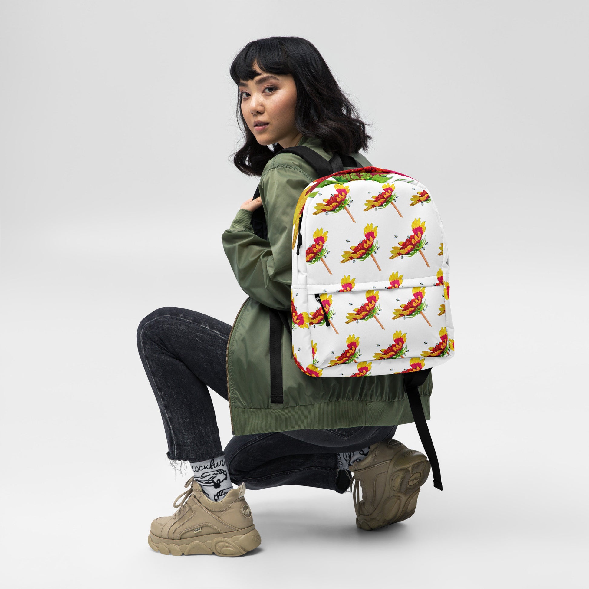 Arizona sun backpack,gaillardia backpack,red floral backpack,botanical backpack,wildflower backpack,cool backpack,aesthetic diaper bag