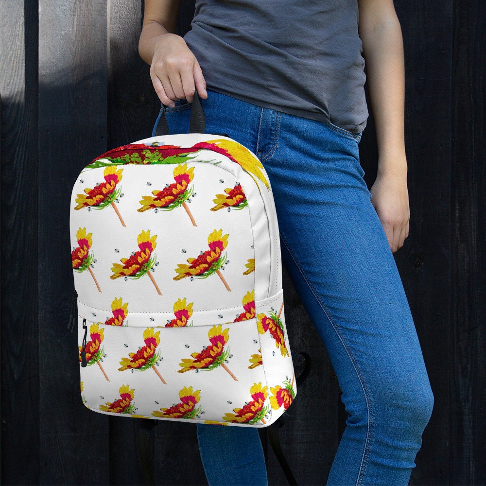 Arizona sun backpack,gaillardia backpack,red floral backpack,botanical backpack,wildflower backpack,cool backpack,aesthetic diaper bag