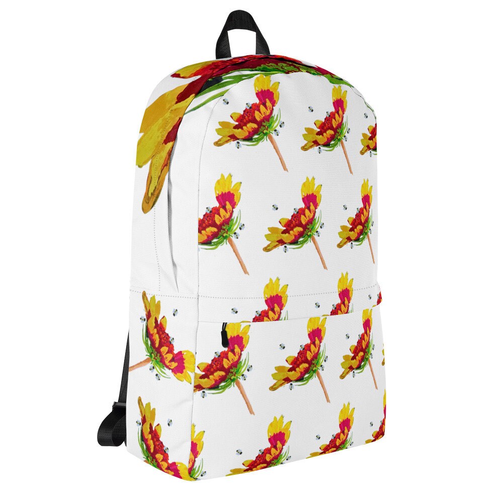 Arizona sun backpack,gaillardia backpack,red floral backpack,botanical backpack,wildflower backpack,cool backpack,aesthetic diaper bag