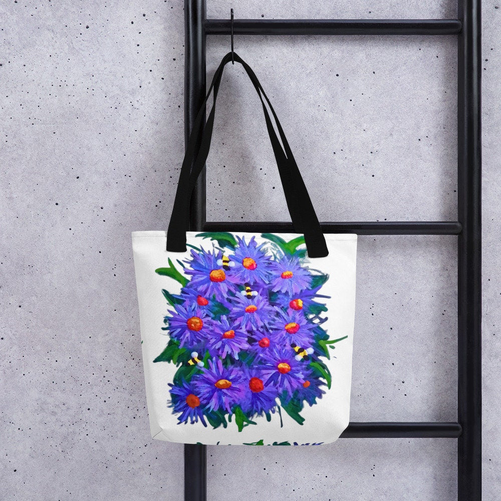 Asther flower tote bag,beach tote bag,nurse tote bag,farmers market bag,colorful tote bag,carry all,wildflower tote bag,nature lovers gift