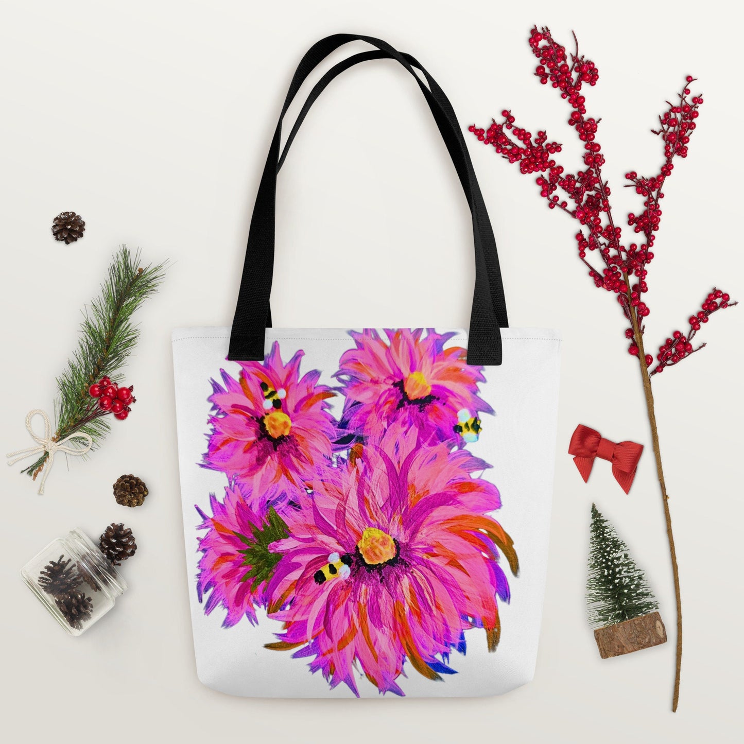 Pink wildflower reusable tote bag,nurse tote bag,beach tote bag,farmers market bag,carry all,nature lovers gift,college tote bag,unique tote