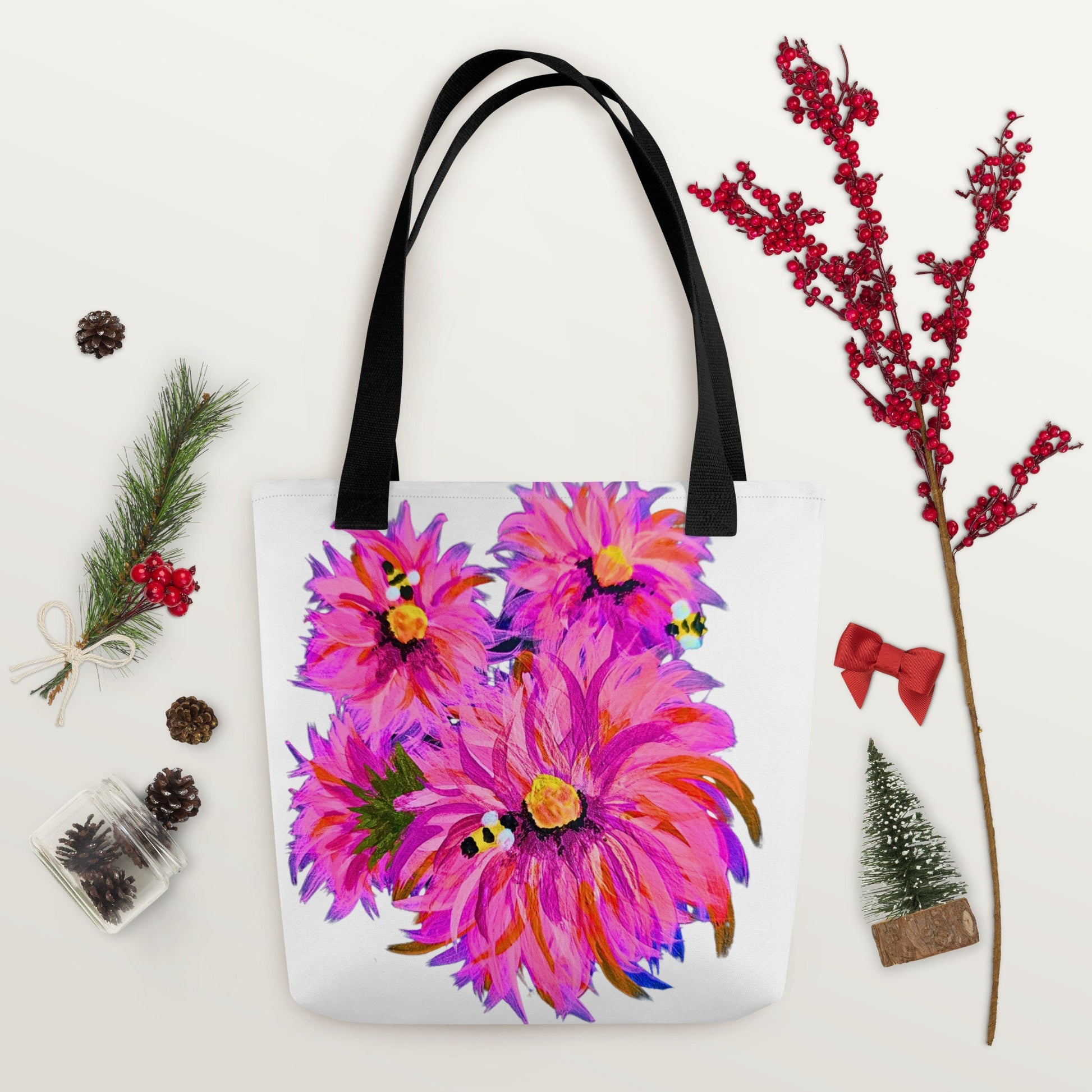 Pink wildflower reusable tote bag,nurse tote bag,beach tote bag,farmers market bag,carry all,nature lovers gift,college tote bag,unique tote