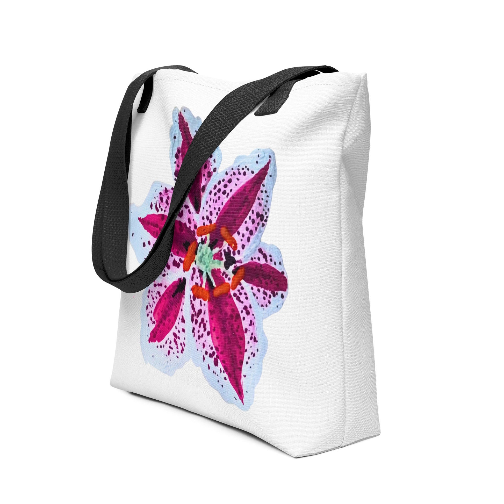 Tiger lily tote bag,beach tote bag,nurse tote bag,farmers market bag,wildflower tote bag,carry all,nature lovers tote bag,unique tote bag